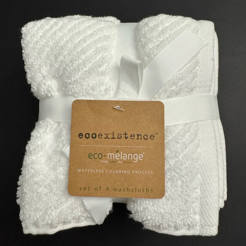 8pc Ecoexistence Eco-Melange Diagonal Stripes Bath Towel Set - White
